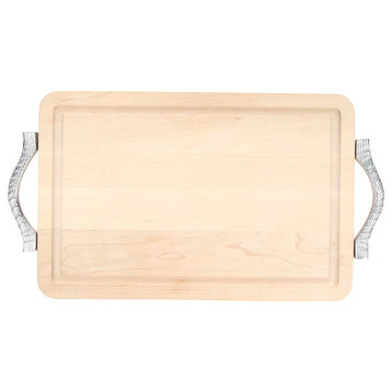 BigWood Boards Rectangular Cutting Board with Rope Handles, Maple, 10.5" x 16"