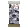 Cascade Springs Water Fountain, Black Spider Marble, Stainless Steel, Square