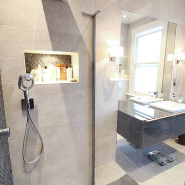A 3 way concealed thermostatic shower with a built in Lit Niche