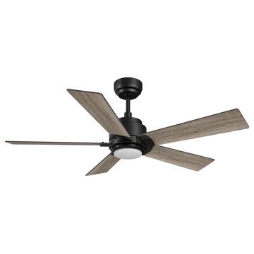 CARRO Modern LED Ceiling Fan with Remote and Dimmable Light, Black, 60"