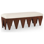 Meridian Furniture - Altair Upholstered Bench, Cream, 55" W, Velour Fur Fabric Brown Finish - Bold and architectural, the Altair cream velour fur fabric upholstered bench combines avant-garde design with plush luxury. The seat is covered in soft velour fur fabric, offering an indulgent texture that invites you to sit and relax. Its distinctive rich brown walnut oak veneer wooden base, featuring sharp, angular legs, brings a sculptural, modern touch to any room.