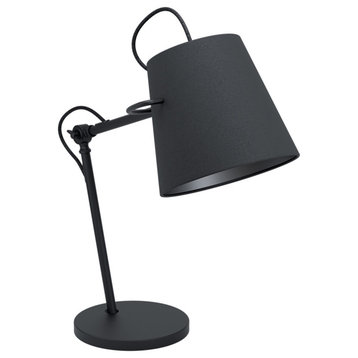 Granadillos Desk Lamp, Black Finish, Black Fabric Shade
