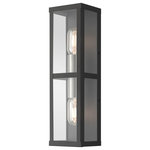 Livex Lighting Inc. - 1 Light Black Outdoor ADA Wall Lantern, Brushed Nickel Finish Accents - Made of stainless steel, the charming Gaffney black finish outdoor wall lantern has a versatile look that can be placed almost anywhere. The brushed nickel finish accents & clear glass add a traditional touch to the clean, transitional-contemporary lines.