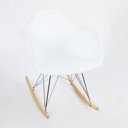 Modern Ash Wood Rocker in White - Rocking Chairs