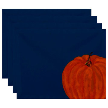 18x14" Li'l Pumpkin, Holiday Print Placemat, Orange, Set of 4