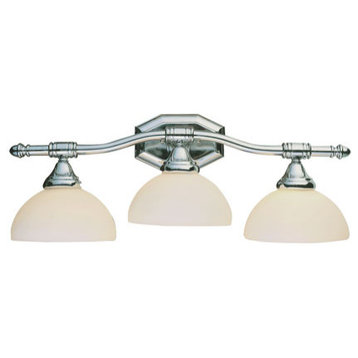 Bull Nose 3 Light 24 inch Brushed Nickel And Opal Glass Vanity Wall Light