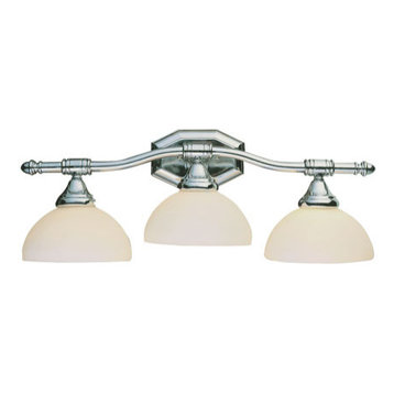 Bull Nose 3 Light 24 inch Brushed Nickel And Opal Glass Vanity Wall Light