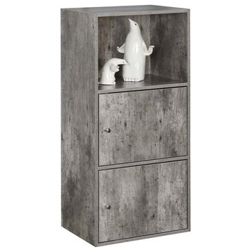 Convenience Concepts Xtra Storage 2 Door Cabinet in Gray Faux Birch Wood Finish