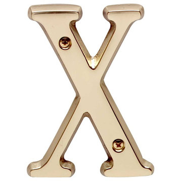 Letter "X" House Letters Solid Bright Brass 4" |