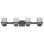 Innovations Lighting - Innovations 310-4W-BK-CL 4-Light Bath Vanity Light, Black - Innovations 310-4W-BK-CL 4-Light Bath Vanity Light Black. Style: Retro, Art Deco. Metal Finish: Black. Metal Finish (Canopy/Backplate): Black. Material: Cast Brass, Steel, Glass. Dimension(in): 6(H) x 33(W) x 6. 25(Ext). Bulb: (4)60W G9,Dimmable(Not Included). Maximum Wattage Per Socket: 60. Voltage: 120. Color Temperature (Kelvin): 2200. CRI: 99. Lumens: 450. Glass Shade Description: Clear Wellfleet Glass. Glass or Metal Shade Color: Clear. Shade Material: Glass. Glass Type: Transparent. Shade Shape: Rectangular. Shade Dimension(in): 4(W) x 5. 5(H) x 4(Depth). Backplate Dimension(in): 4. 5(H) x 4. 5(W) x 0. 75(Depth). ADA Compliant: No. California Proposition 65 Warning Required: Yes. UL and ETL Certification: Damp Location.