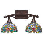 Toltec Lighting - Bow 2-Light Bath Bar, Bronze with 7" Kaleidoscope Art Glass, Bronze - * The beauty of our entire product line is the opportunity to create a look all of your own, as we now offer over 40 glass shade choices, with most being available as an option on every lighting family. So, as you can see, your variations are limitless. It really doesn't matter if your project requires Traditional, Transitional, or Contemporary styling, as our fixtures will fit most any decor.