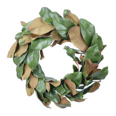 Shop Magnolia Leaf Garland Products on Houzz - Gold Eagle - Artificial Magnolia Leaf Wreath - Wreaths And Garlands