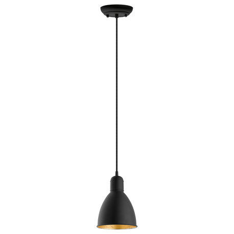 Priddy 2 1-Light Mini Pendant - Black Exterior and Gold Interior Shade