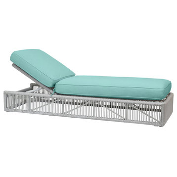 Miami Adjustable Chaise, Dupione Celeste With Self Welt