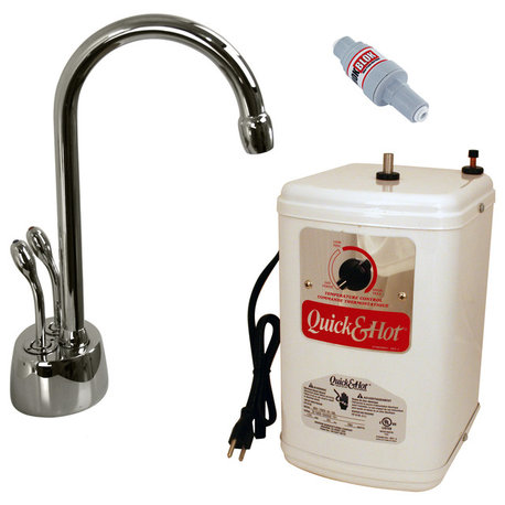 Develosah 2-Handle Hot and Cold Water Dispenser With Tank, Polished Nickel