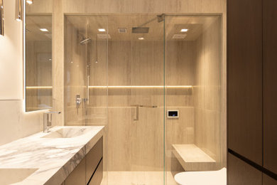 Inspiration for a contemporary bathroom remodel in Chicago