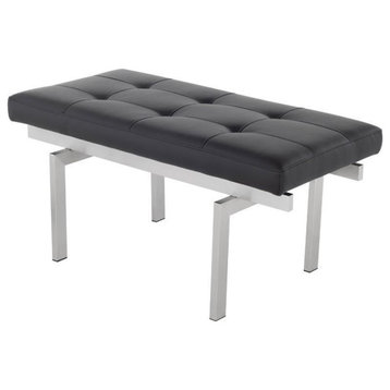 Louve Bench Small In Brushed Stainless Steel , Black