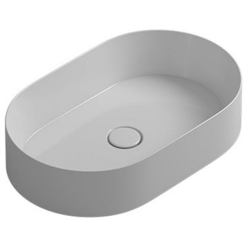 Track 60.38 Oval Vessel Bathroom Sink in Glossy White
