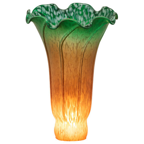 4 Wide X 6 High Amber/Green Pond Lily Shade