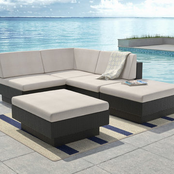 Park Terrace Textured Black 5-Piece Sectional Patio Se