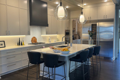 Inspiration for a large modern single-wall kitchen remodel in Atlanta with shaker cabinets and an island