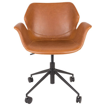 Brown Leather Butterfly Office Chair | Zuiver Nikki