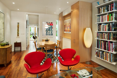 Living room library - mid-sized contemporary living room library idea in Philadelphia