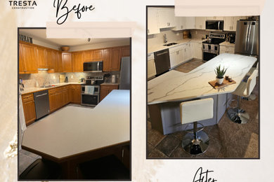 Example of a trendy home office design in Calgary