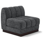 Meridian Furniture - Quinn Chenille Upholstered Armless Chair, Grey - The Quinn Armless Chair is a stunning piece crafted in a rich and luxurious grey chenille fabric. Its awe-inspiring design and exceptional quality make it a perfect addition to any space, whether it's a living room, bedroom, or office. The chair's plush cushioning and sturdy frame provide both comfort and durability, ensuring that it will be a favorite for years to come. Whether you're looking for a statement piece or simply a comfortable seating option, the Quinn armless chair is an excellent choice.
