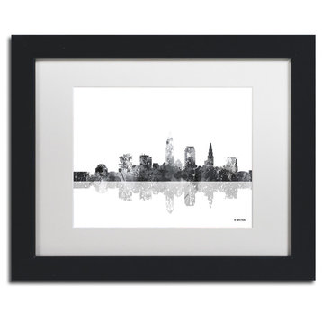Watson 'Cleveland Ohio Skyline BG-1' Art, Black Frame, 11"x14", White Matte