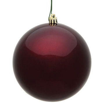 Vickerman 6" Ball Ornaments 4/Bag, Burgundy Candy, 6"