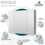 AQUADOM - Royale Medicine Cabinet with Electrical Outlets, LED Magnifying Mirror 36"x30" - AQUADOM Royale Triple Door Medicine Cabinet