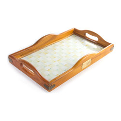 Parchment Check Hostess Tray - Large | MacKenzie-Childs - Serving Trays