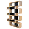 Modern Large Modular Display 2 Tone Shelves, Oak Frame/Black Backs