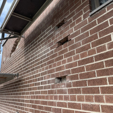Brick apartment building repair
