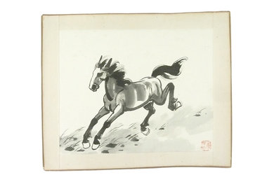 Consigned Vintage Japanese Watercolor Stallion