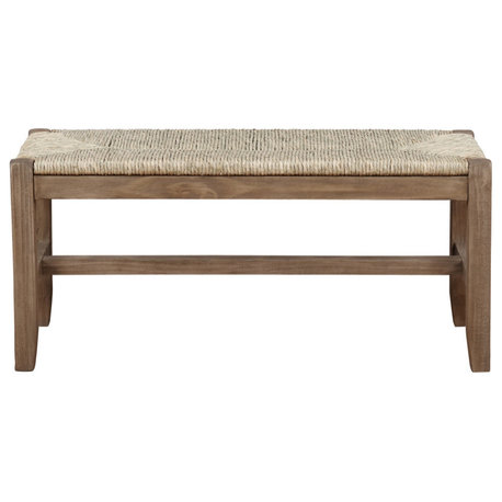 Newport 40" Wood Bench, Rush Seat