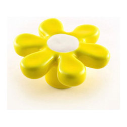 Nifty Nob Sixties Yellow And White Flower Knob - Cabinet And Drawer Knobs