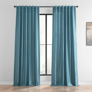Vintage FauxDupioni Silk Curtain, Single Panel, Nassau Blue, 50"x84"