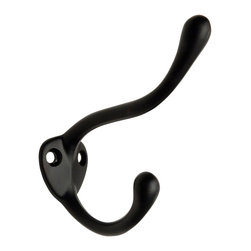 Designers Impressions - Heavy Duty Coat or Hat Hook, Flat Black - Wall Hooks