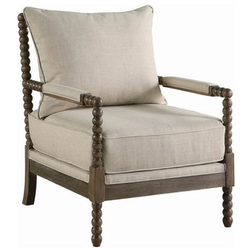 Coaster Traditional Fabric Accent Chair with Cushion Back in Beige