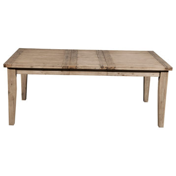 Transitional Dining Table, Rectangular Top With Butterfly Leaf & Tapered Legs