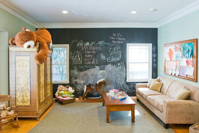 Inspiration for a contemporary kids' playroom in Los Angeles with multi-coloured walls.