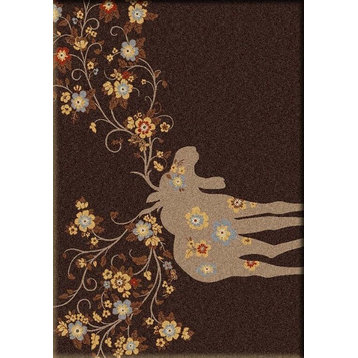 Moose Blossom Rug, Chocolate, 3'x4', Scatter