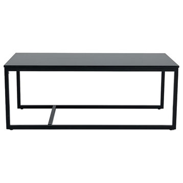 Modrest Baca Rectangular Contemporary Metal and Marble Coffee Table in Black