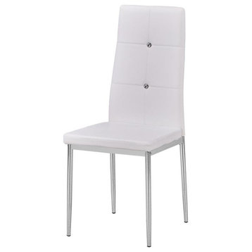 Best Master Trina Bi Cast Leather Dining Side Chair in White (Set of 2)