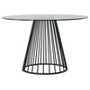 Modrest Holly Modern Round Clear Glass and Black Dining Table