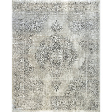 Cristal Transitional Oriental Ivory Rectangle Area Rug, 8'x10'