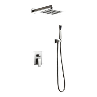 Modern Matte Black Wall Mounted 12 Rainfall Showerhead & Handheld Shower Set with Six Body Spray Jets Thermostatic Solid Brass