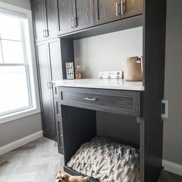 Contemporary Office & Laundry Room Combo with Dog Features in Lakeville